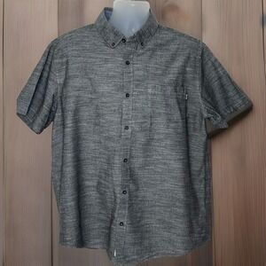 Hurley Shirt Mens Xl Black Heather One and Only Stretch Short Sleeve Button Down